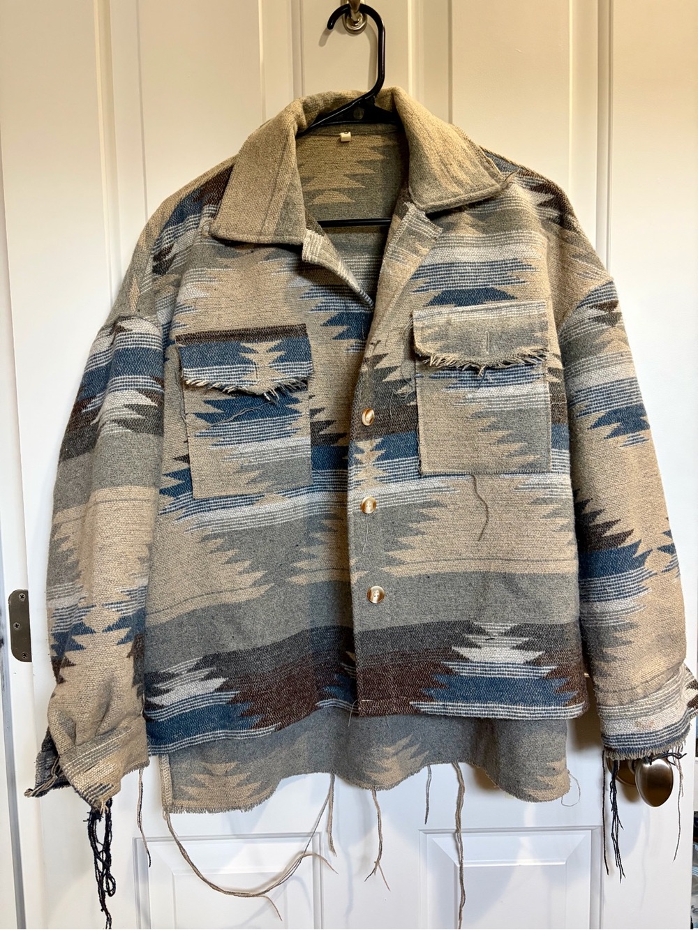 Women’s Aztec print distressed jacket